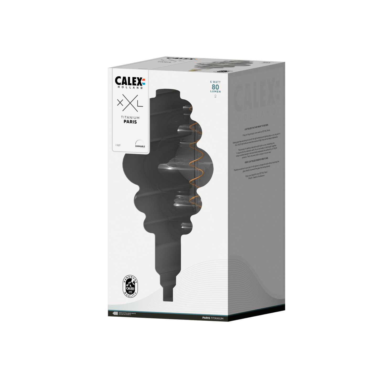 Calex XXL Paris LED Bulb Titanium - E27 - 6W - Dimmable