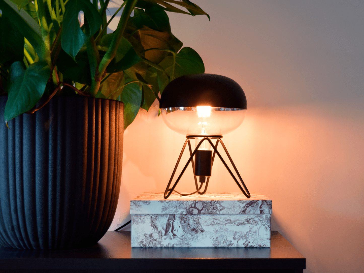 Calex Top mirror Bulb - E27 - Filament - Boden - Black - WarmWhite- 6W