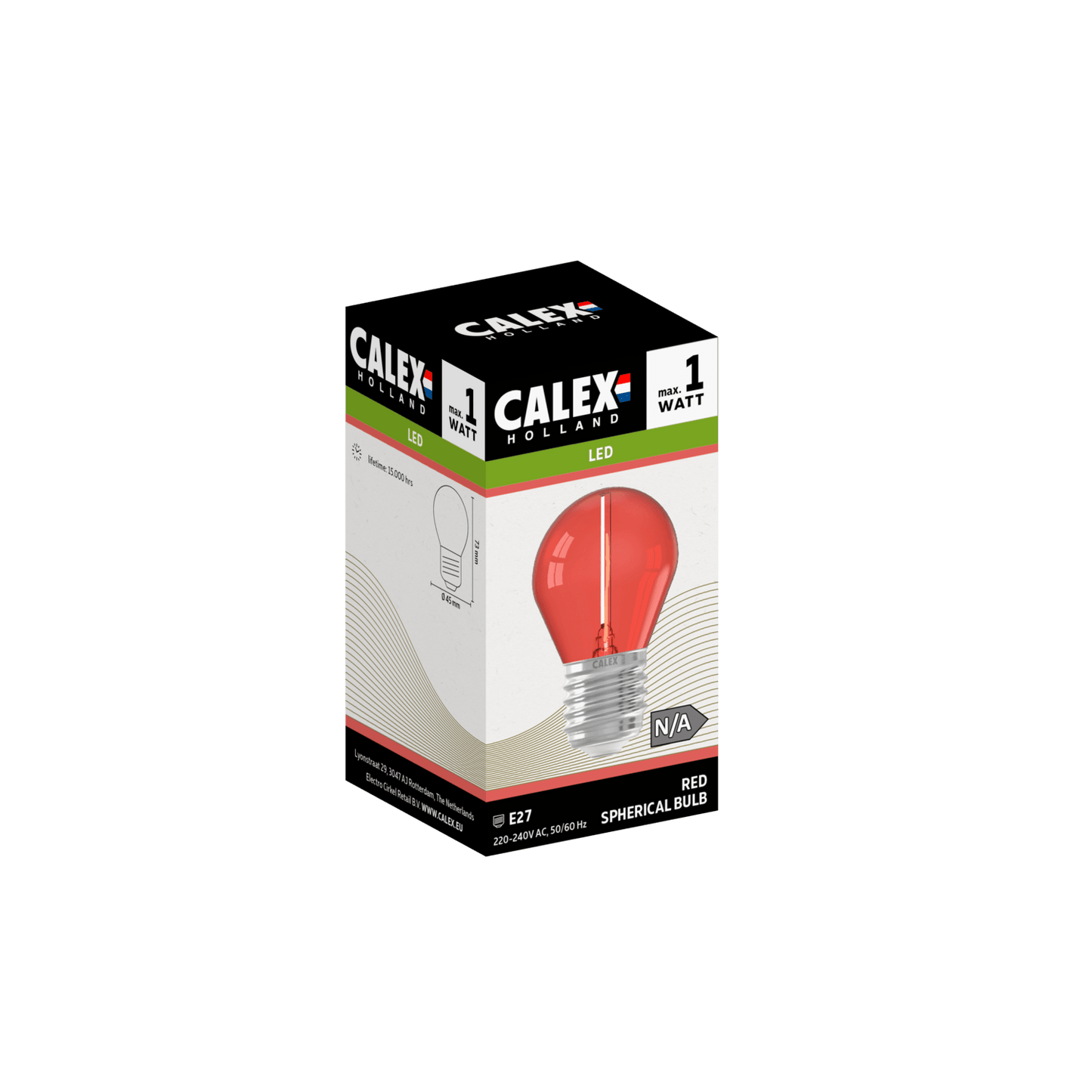 Calex Party Bulb - E27 - G45 - Red - 1W