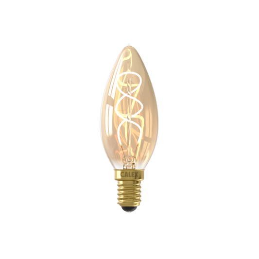 Calex Spiral Filament LED Lamp - E14 - B35 - Gold - 2.5W - Dimmable