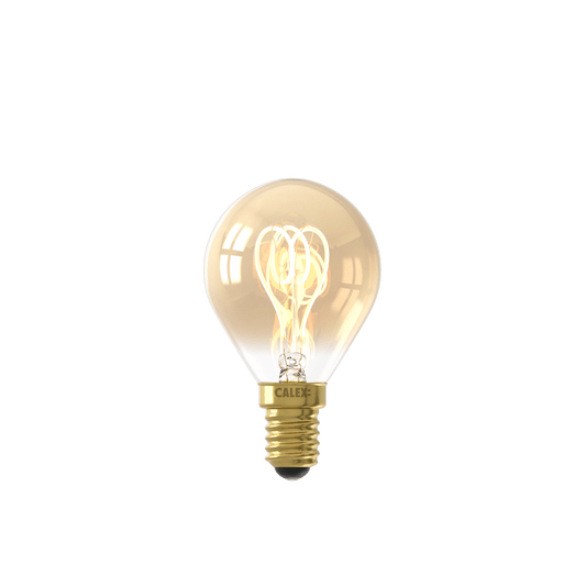 Calex Spiral Filament LED Lamp - E14 - P45 - Gold - 2.5W - Dimmable
