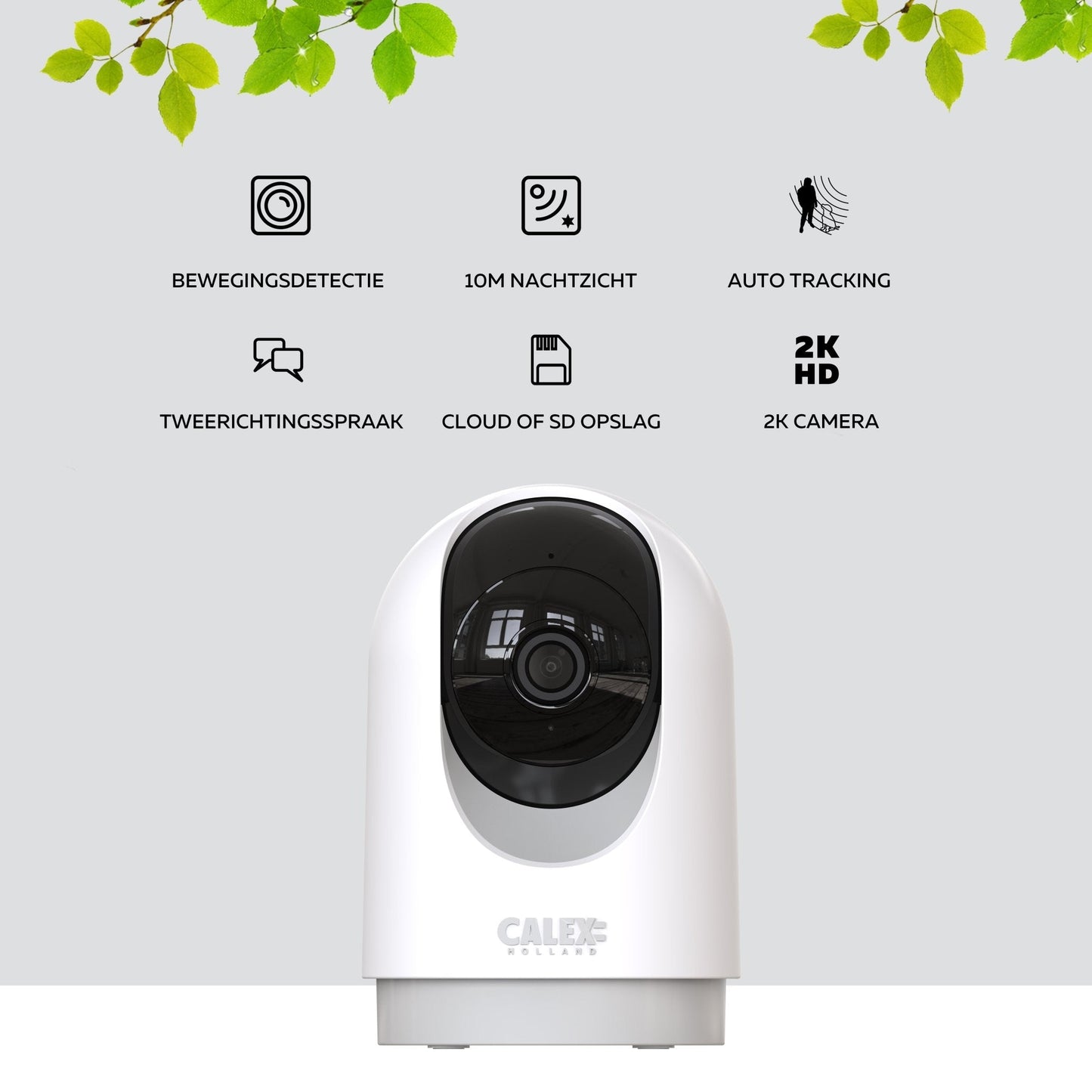 Calex Pan & Tilt Camera - Security Camera - For Indoors - 2K