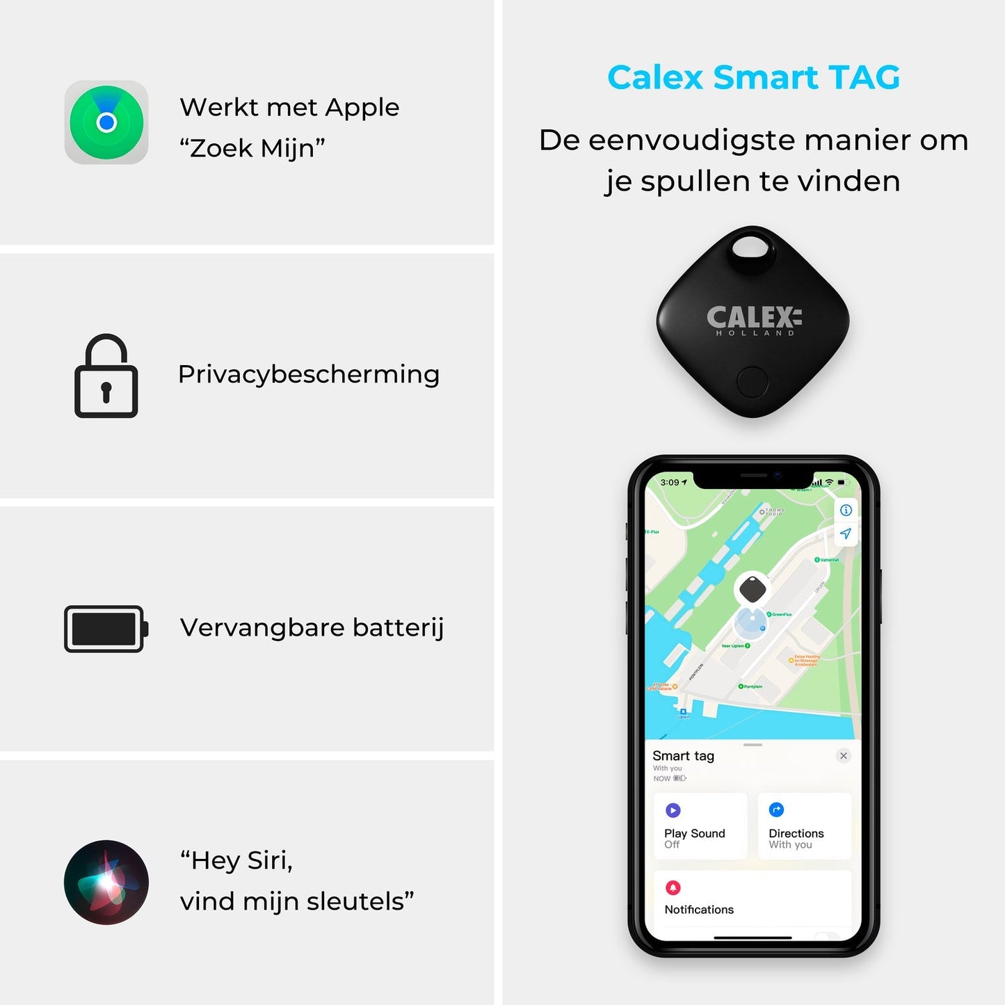 Calex Smart Tag - Bluetooth Tracker - Works with Apple Find My