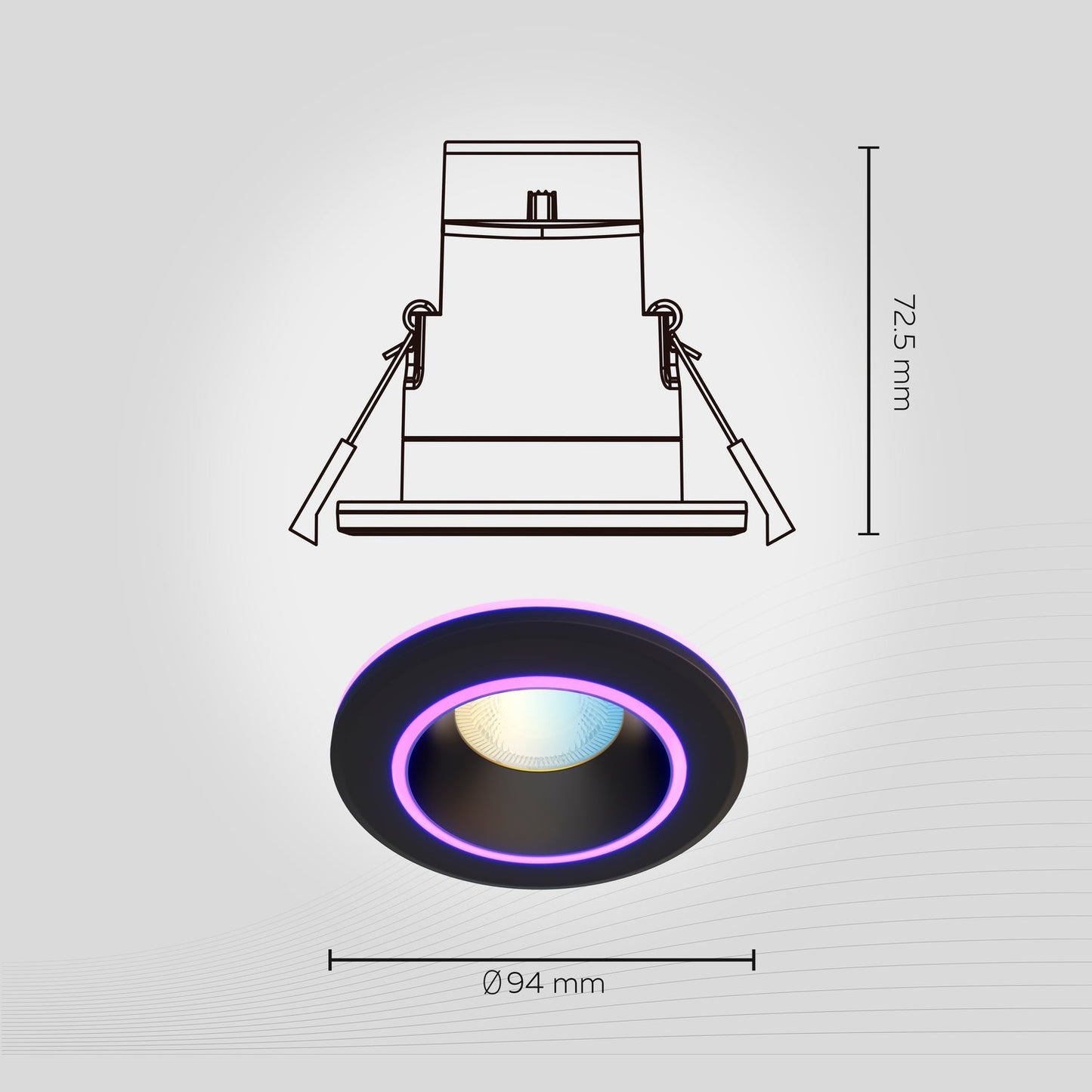 Calex Smart Halo LED Recessed Spotlight Black - RGB+Warm White - 6.5W