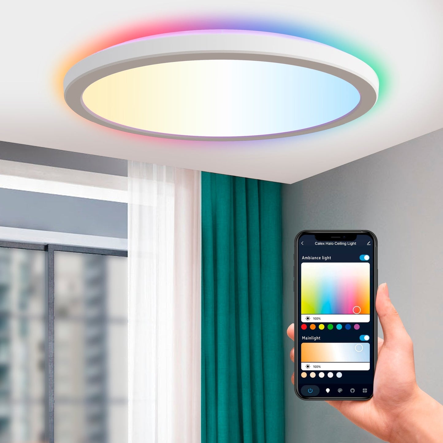 Calex Smart Halo LED Ceiling Lamp White - 30cm - RGB+Warm White - 22W