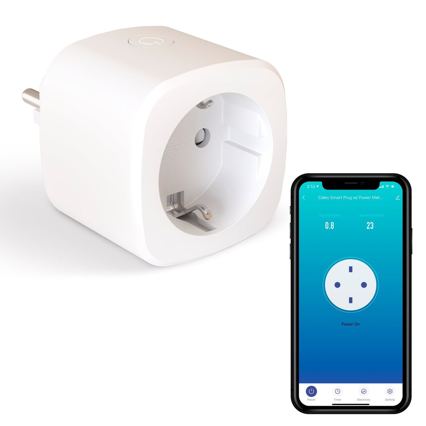 Calex Smart Plug - Smart Plug with Energy Meter - White