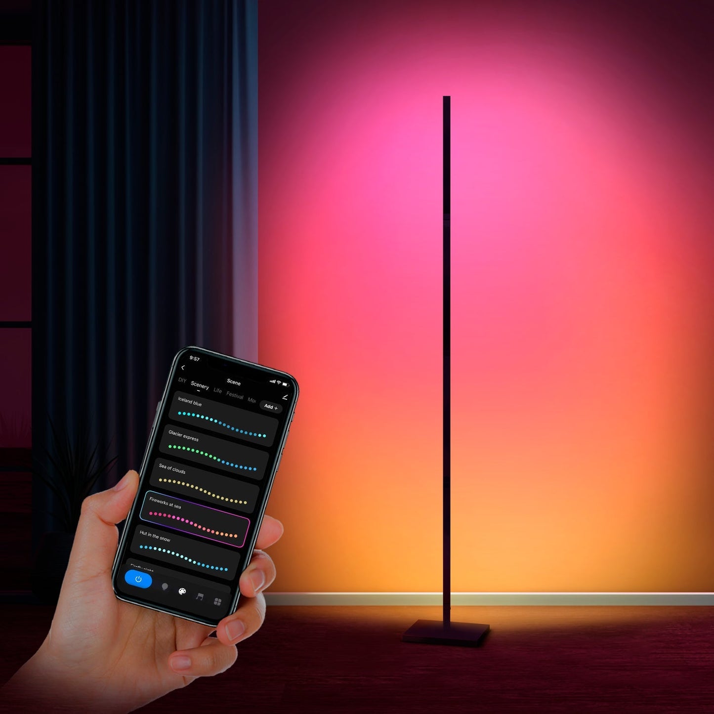 Calex Multifunctional Smart Floor Lamp - RGB+Warm White