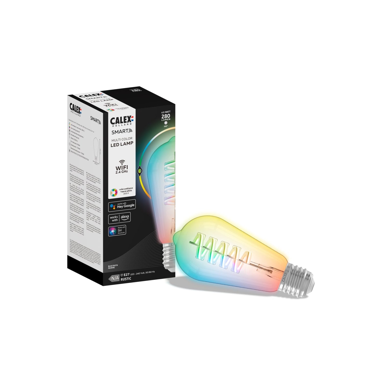 Calex Smart LED Bulb - E27 - Filament - RGB+Warm White - 4.9W