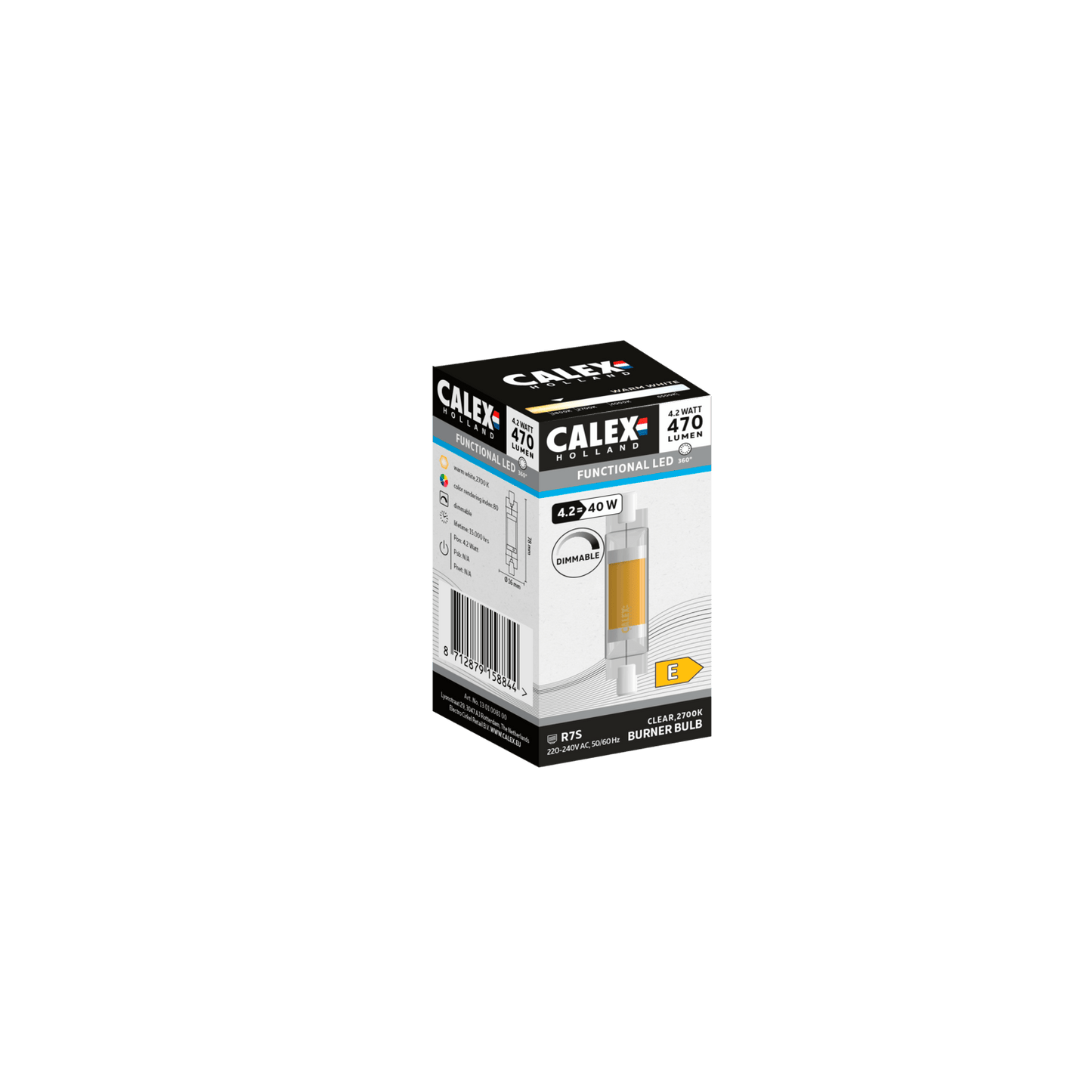 Calex SMD Burner LED Lamp - R7s - Clear - 4.2W - Dimmable