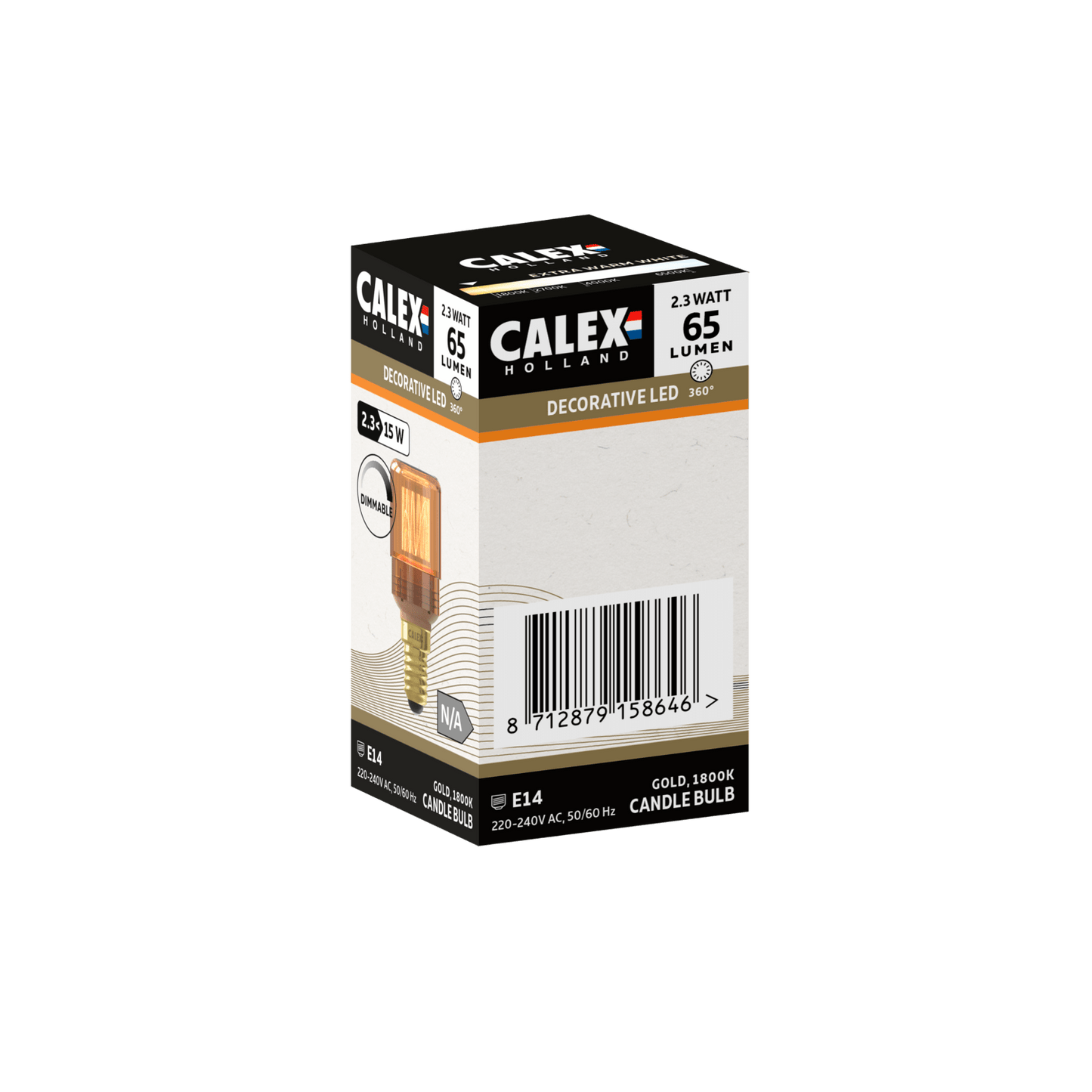 Calex Crown LED Bulb - E14 - T30 - Gold - 2.3W - Dimmable