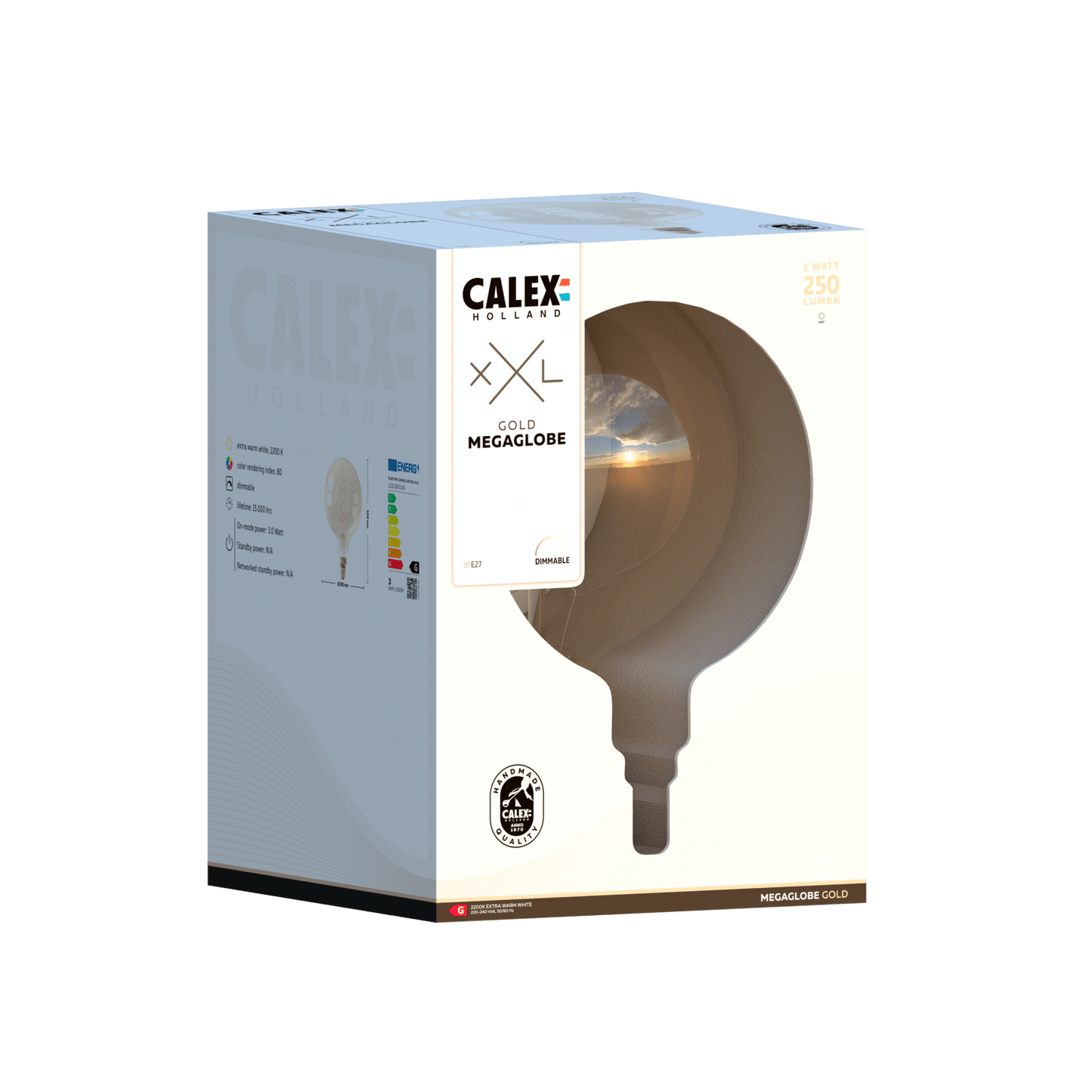 Calex Mega Globe Bulb - E27 - Filament - Gold - 3W
