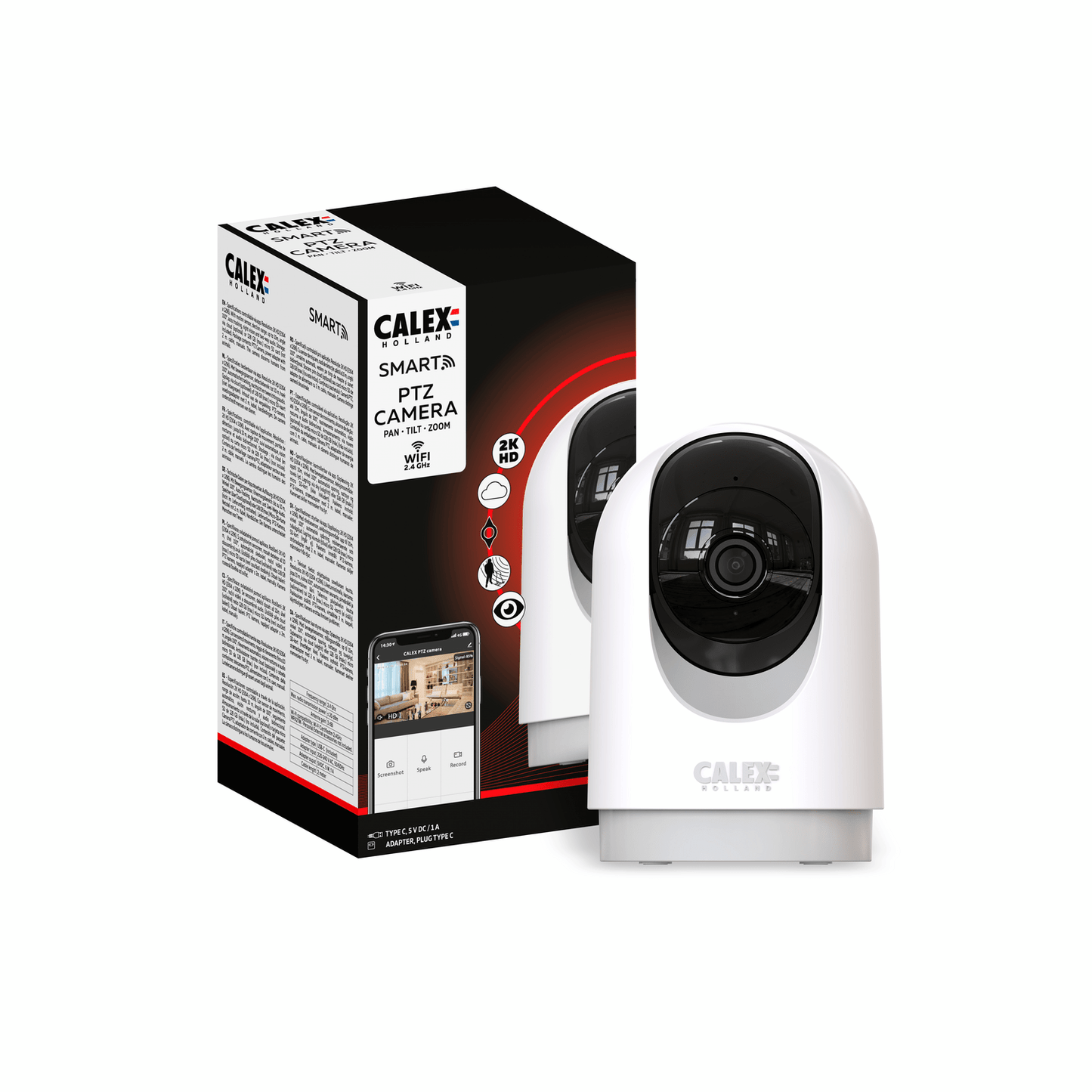 Calex Pan & Tilt Camera - Security Camera - For Indoors - 2K