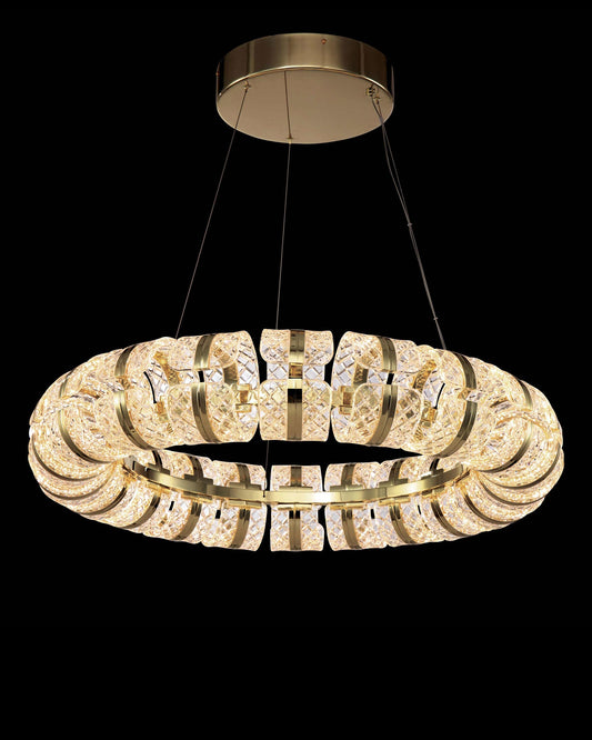 Chiaro Medium Ring Pendant 83cm Diam Gold Light