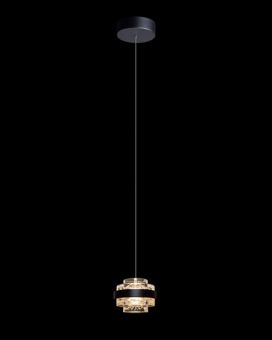 Geo LED Single IP44 Champagne Pendant Matt Black Dimmable Light