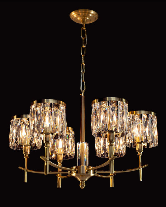 Opulence 6 Arm Chandelier Gold Light