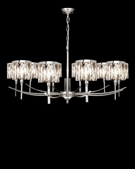 Opulence 10 Arm Chandelier Satin Nickel Light