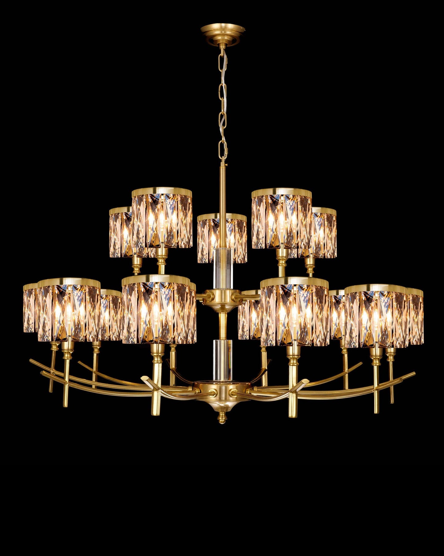 Opulence 15 Arm Chandelier Gold Light