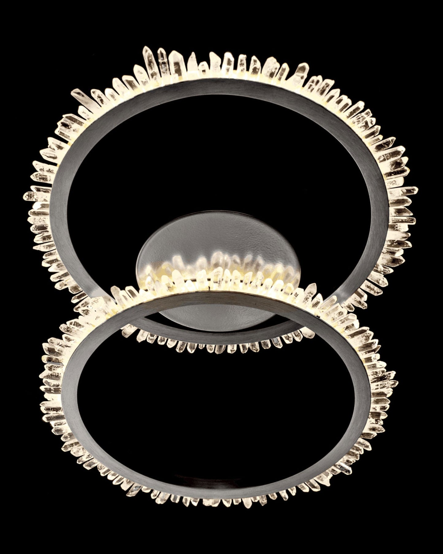 Quartz Halo Double Ring Flush Light Satin Nickel
