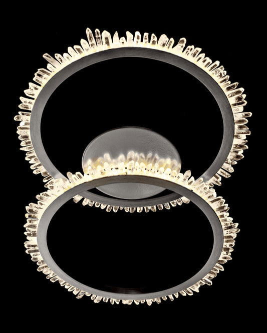 Quartz Halo Double Ring Flush Light Satin Nickel