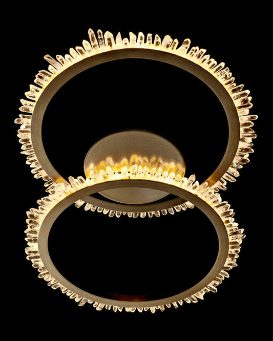 Quartz Halo Double Ring Flush Light Satin Gold