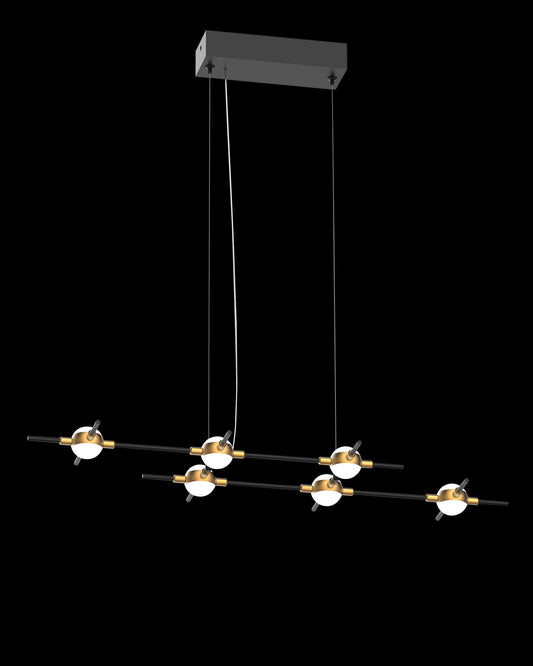Molecular 6Lt Pendant Black With Gold Model B Light
