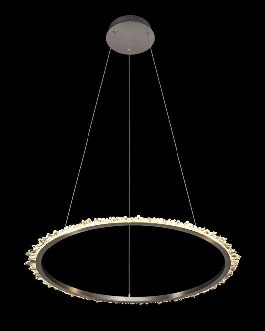 Quartz Halo Large Round Pendant 67.5cm Diam Satin Nickel Light