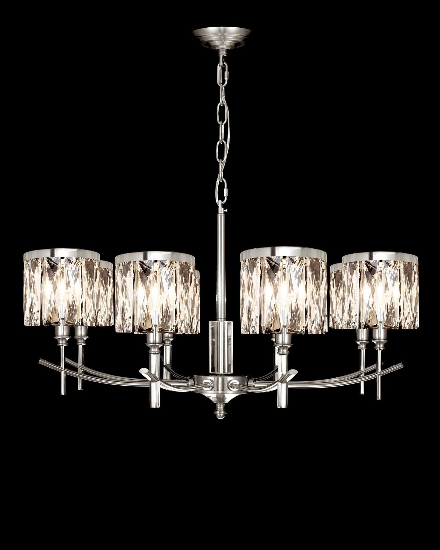 Opulence 8 Arm Chandelier Satin Nickel Light