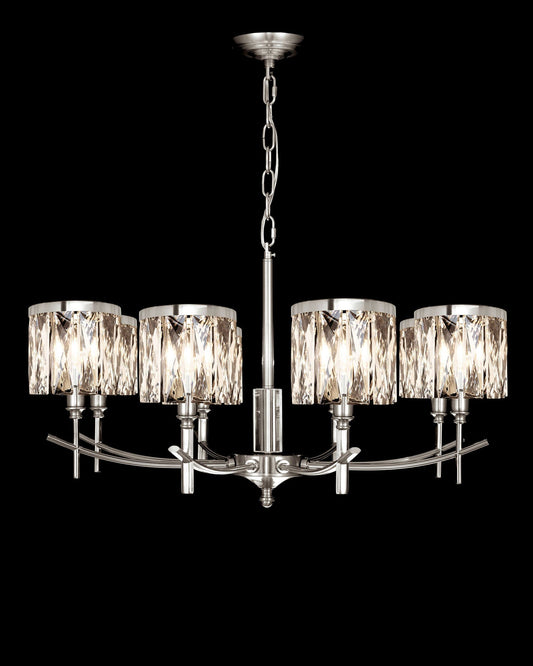 Opulence 8 Arm Chandelier Satin Nickel Light