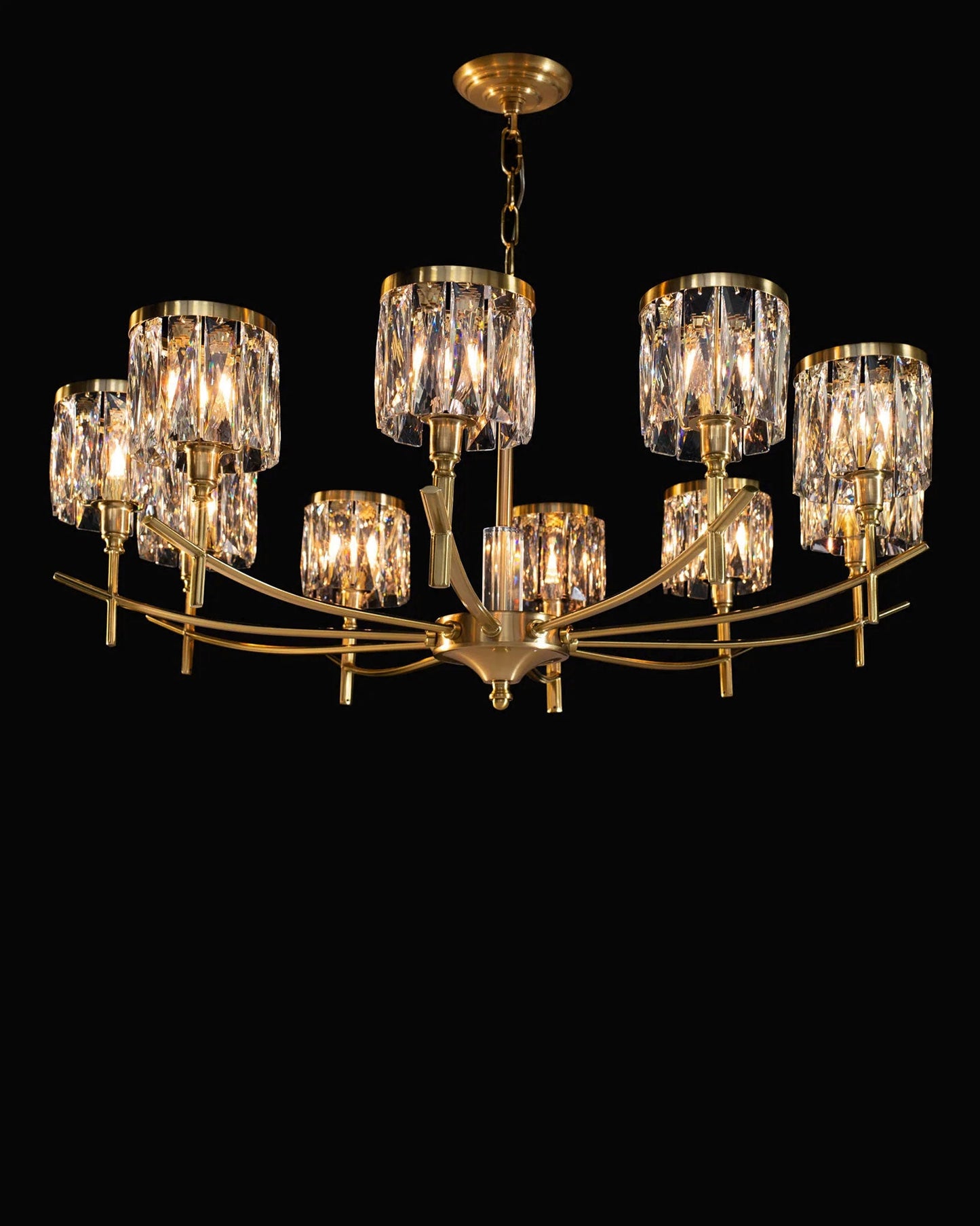 Opulence 10 Arm Chandelier Gold Light