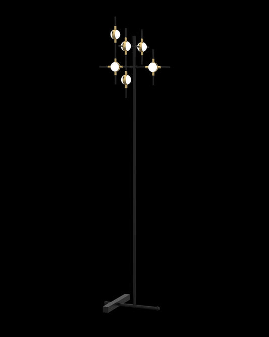 Molecular 6Lt Floor Lamp Black With Gold Model D Light