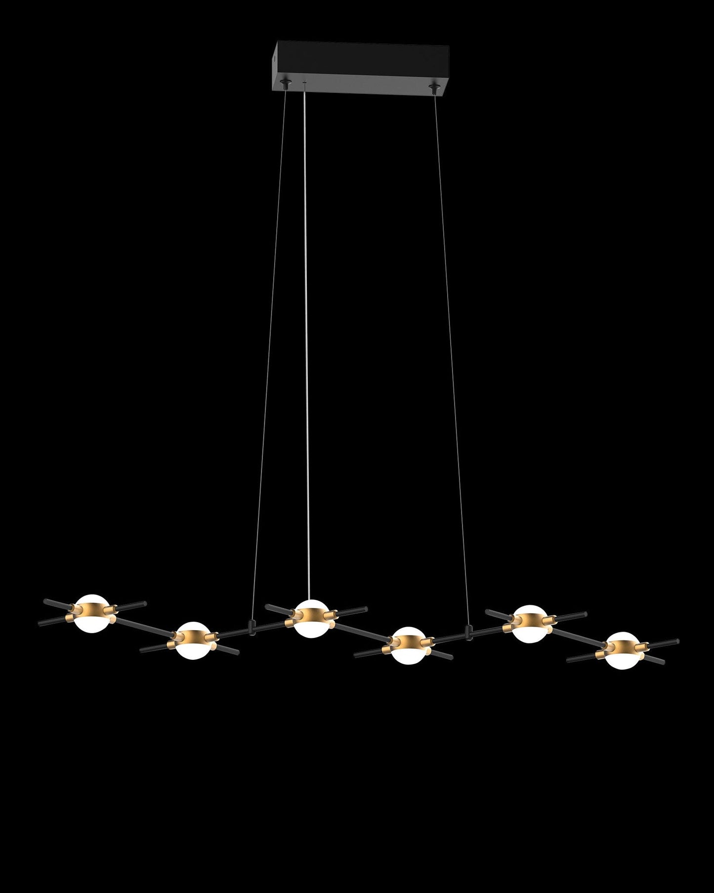 Molecular 6Lt Pendant Black With Gold Model D Light