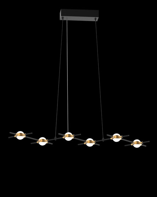 Molecular 6Lt Pendant Black With Gold Model D Light