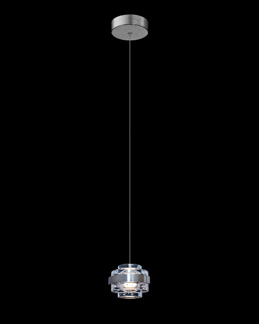 Geo LED Single IP44 Clear Pendant Satin Nickel Dimmable Light