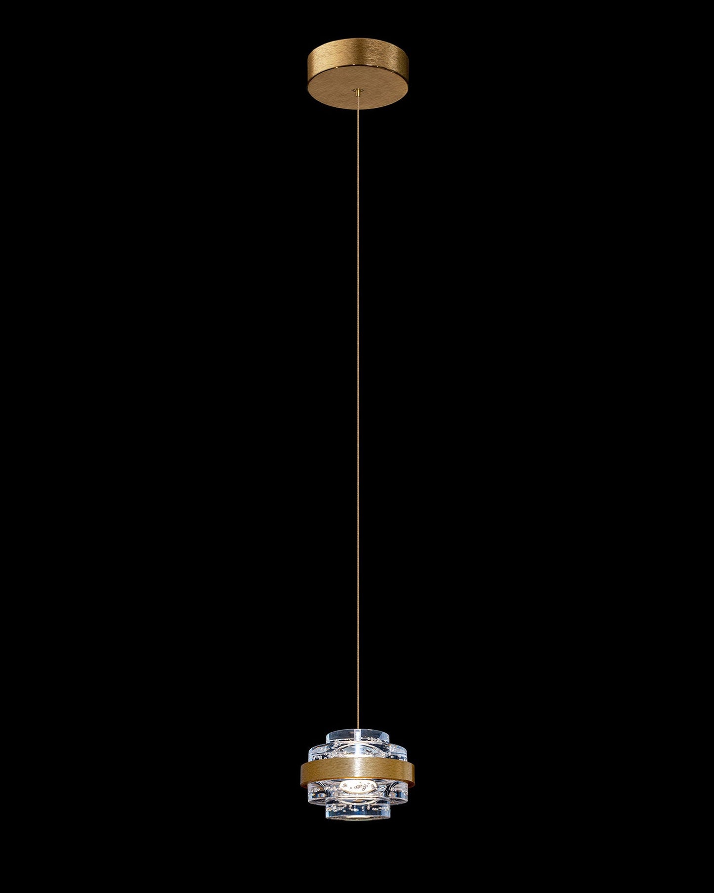 Geo LED Single IP44 Clear Pendant Brushed Gold Dimmable Light