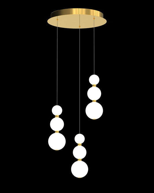 Pearl 3 Drop Round Pendant Gold Light