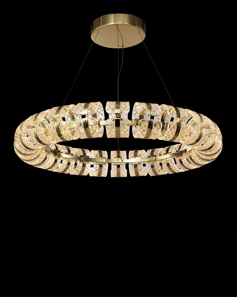 Chiaro Large Ring Pendant 103cm Diam Gold Light