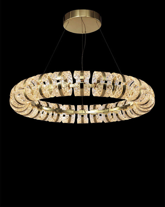Chiaro Large Ring Pendant 103cm Diam Gold Light