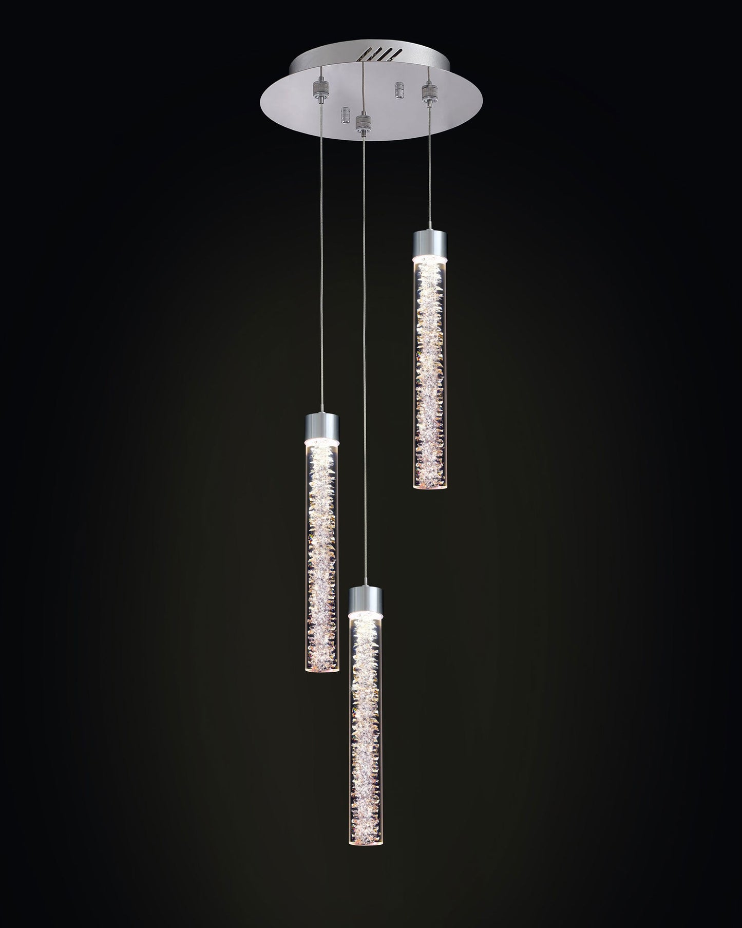 Crackle 3LT Round Pendant Chrome Light