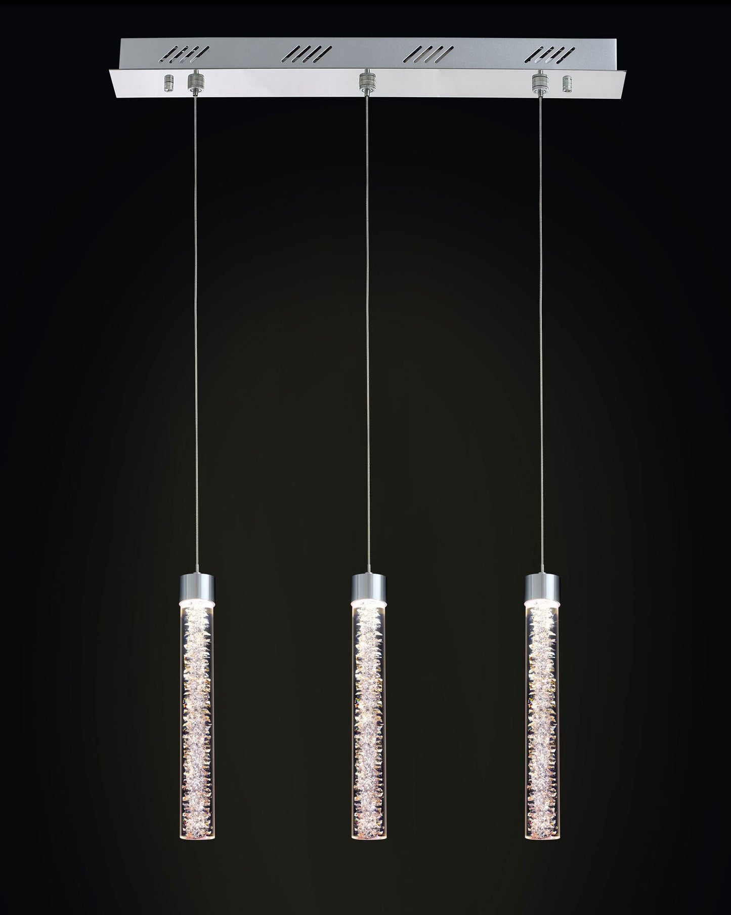 Crackle 3LT Bar Pendant Chrome Light