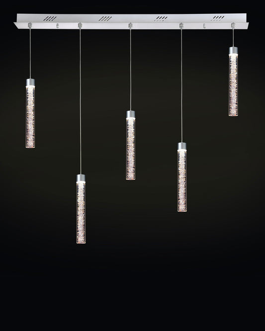 Crackle 5LT Bar Pendant Chrome Light