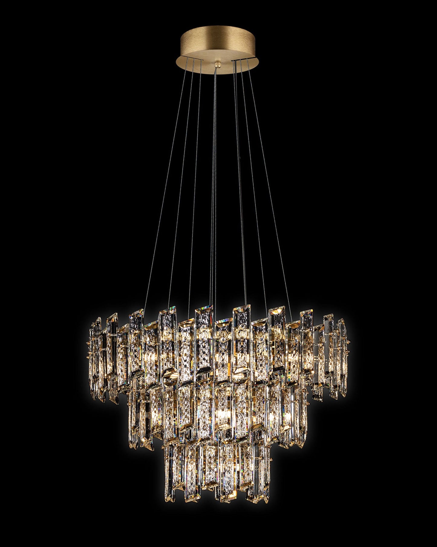 Crisiante Pendant 3 Tier 3/6/9Lt Gold Light