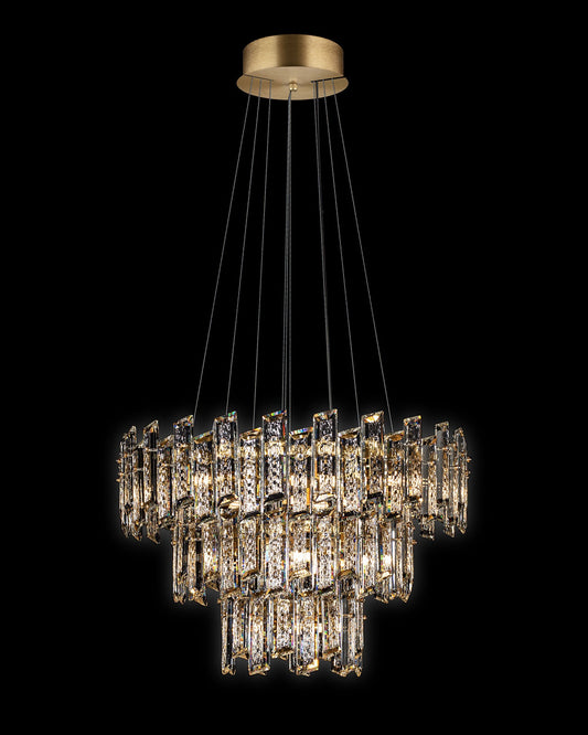 Crisiante Pendant 3 Tier 3/6/9Lt Gold Light