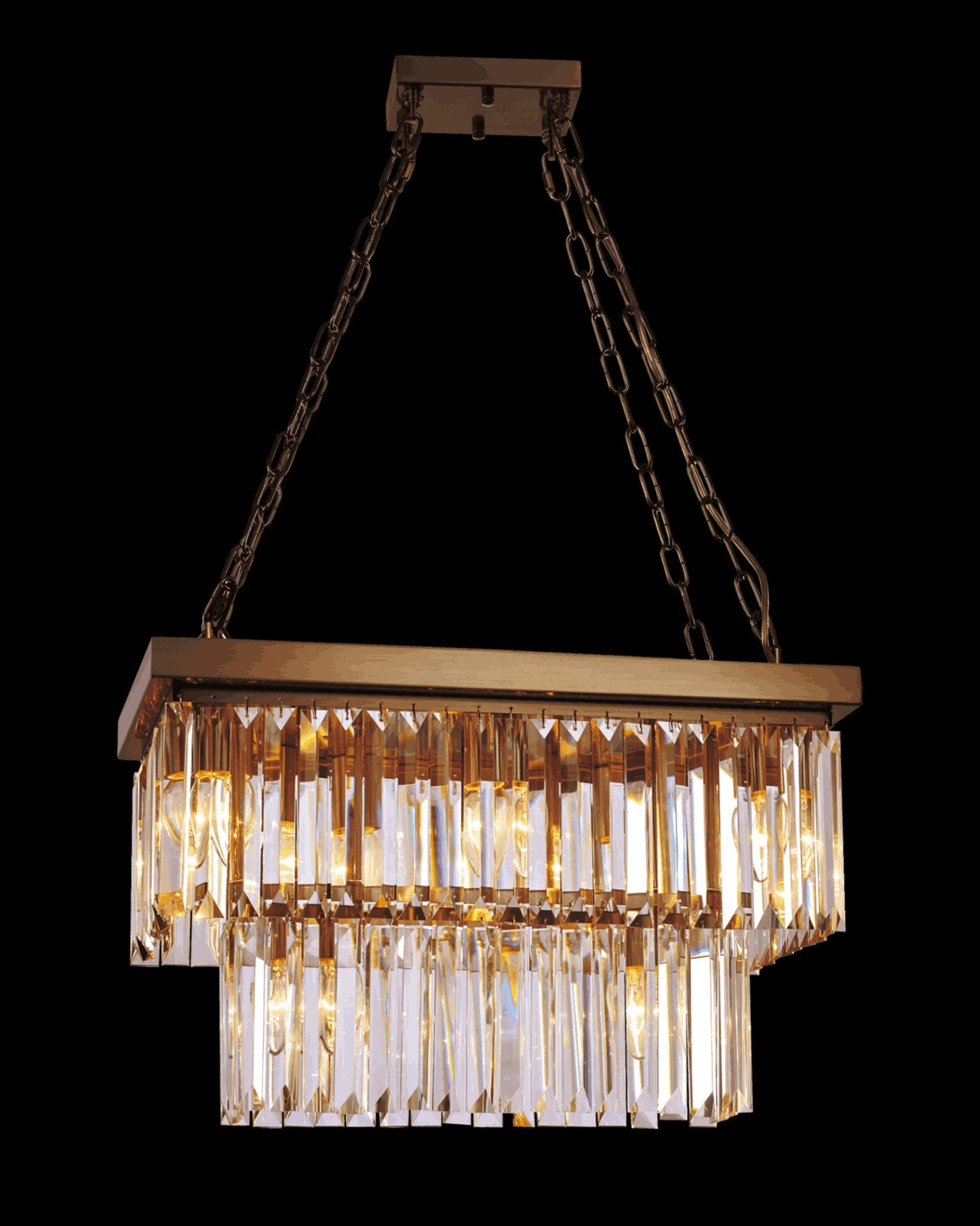 Crystalline Small Retangular Pendant Antique Bronze Light