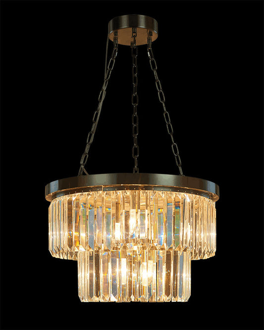 Crystalline Small Round Pendant Antique Bronze Light