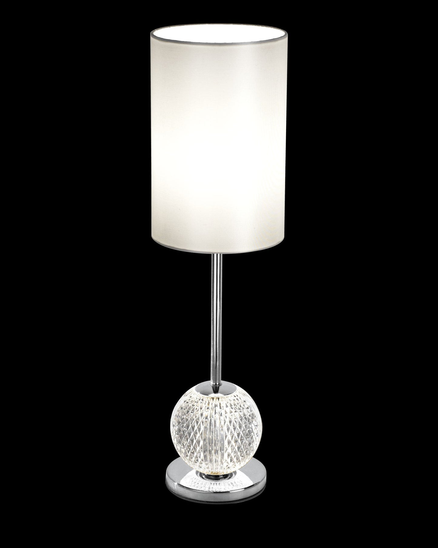 Diamante Single Table Lamp Chrome with Pearl Shade & Dimmer Light
