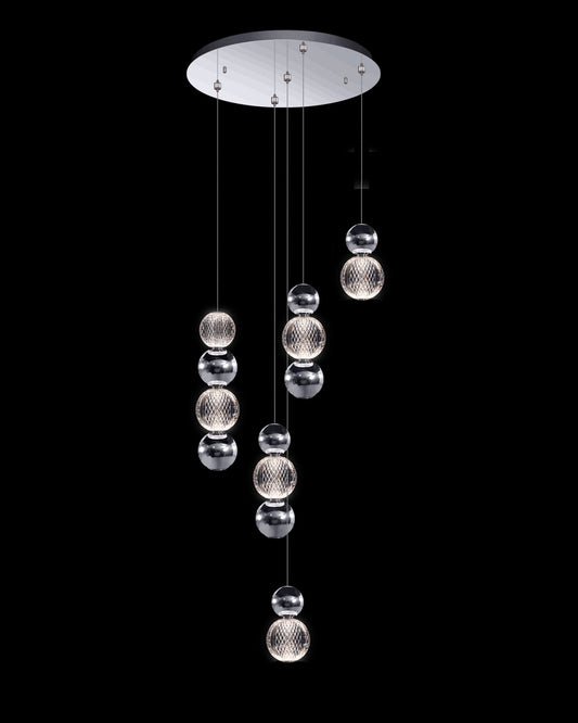 Diamante Embellished 5 Droplet Pendant Chrome Light