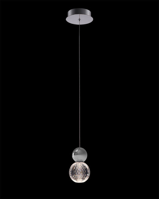 Diamante Embellished Single Droplet Pendant Chrome Light