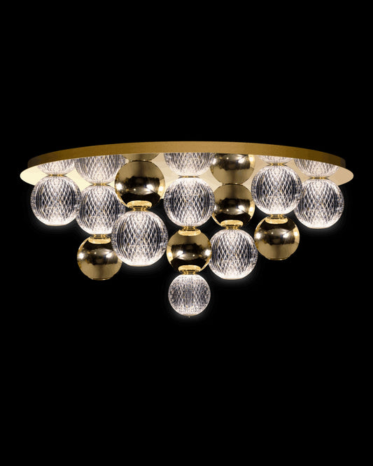 Diamante Embellished 7Lt Flush Gold Light