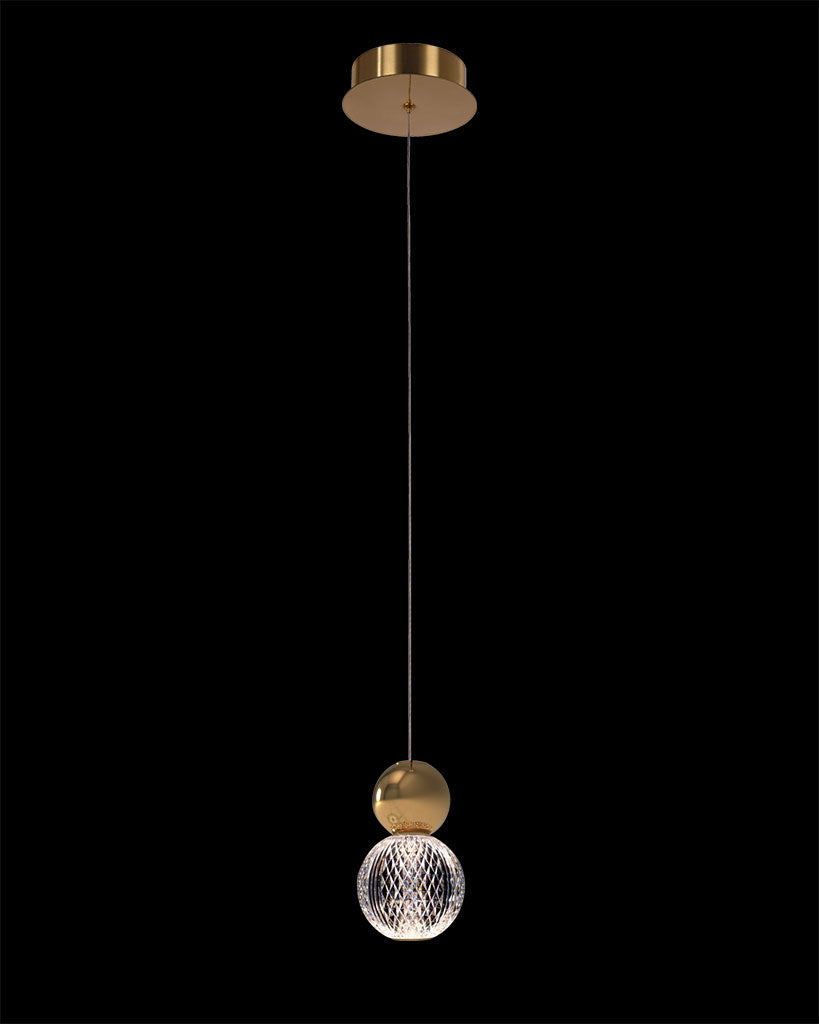 Diamante Embellished Single Droplet Pendant Gold Light