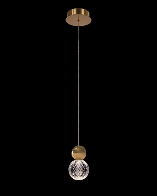Diamante Embellished Single Droplet Pendant Gold Light